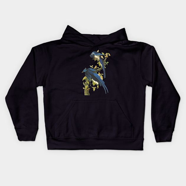 Blue Jay Bird Vintage Wildlife Illustration Kids Hoodie by Biophilia